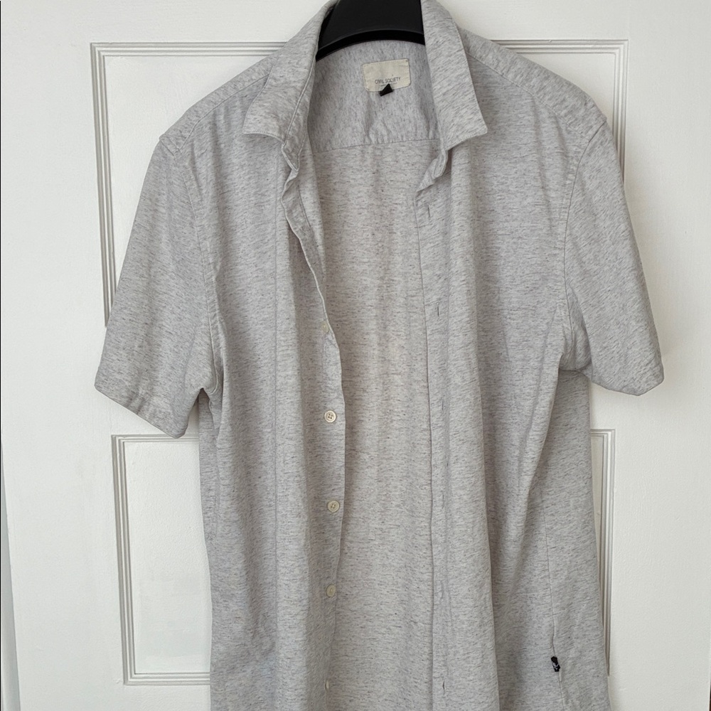 Men's Light Gray Short-Sleeve Button civil society